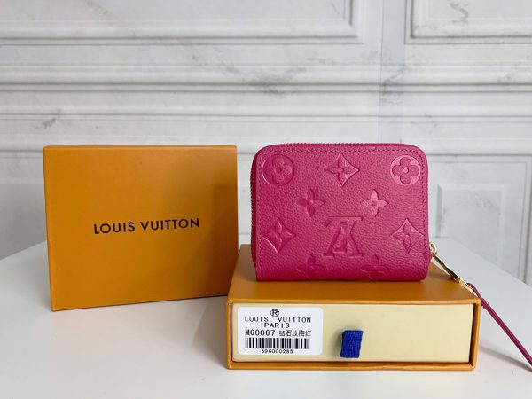 LV Zipper Compact Purse Wallets Pink
